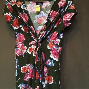 High Low Green Floral Maxi Dress NWT